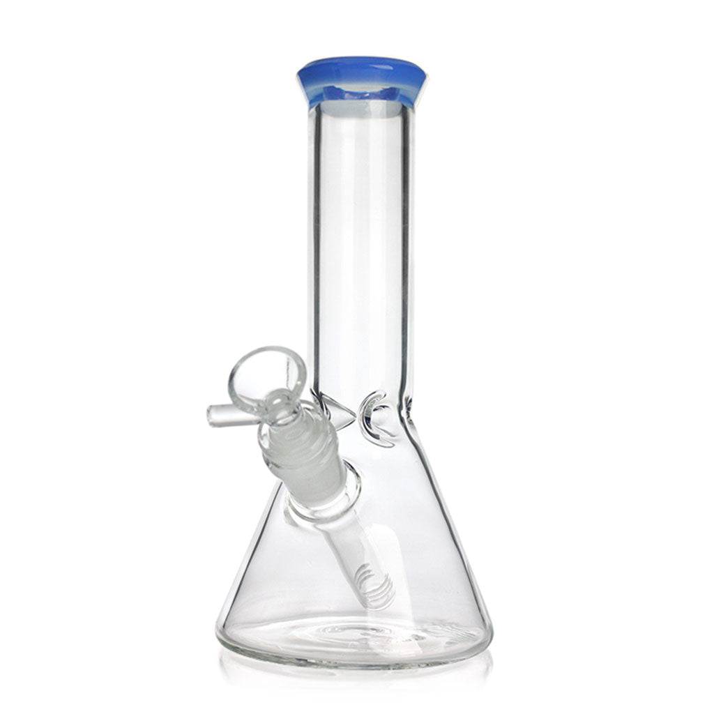 Baby blue color-tip clear glass 8-inch beaker bong, 14mm female – Online Smoke and Vape