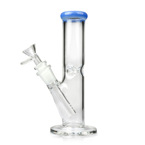 Baby blue color-tip 8-inch straight tube bong, 14mm female – Online Smoke and Vape