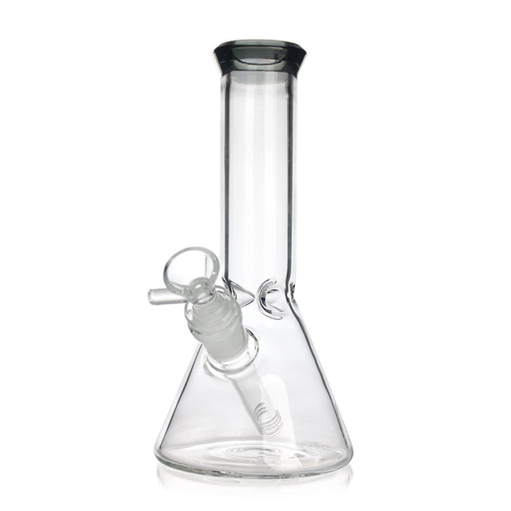 Black color-tip clear glass 8-inch beaker bong, 14mm female – Online Smoke and Vape