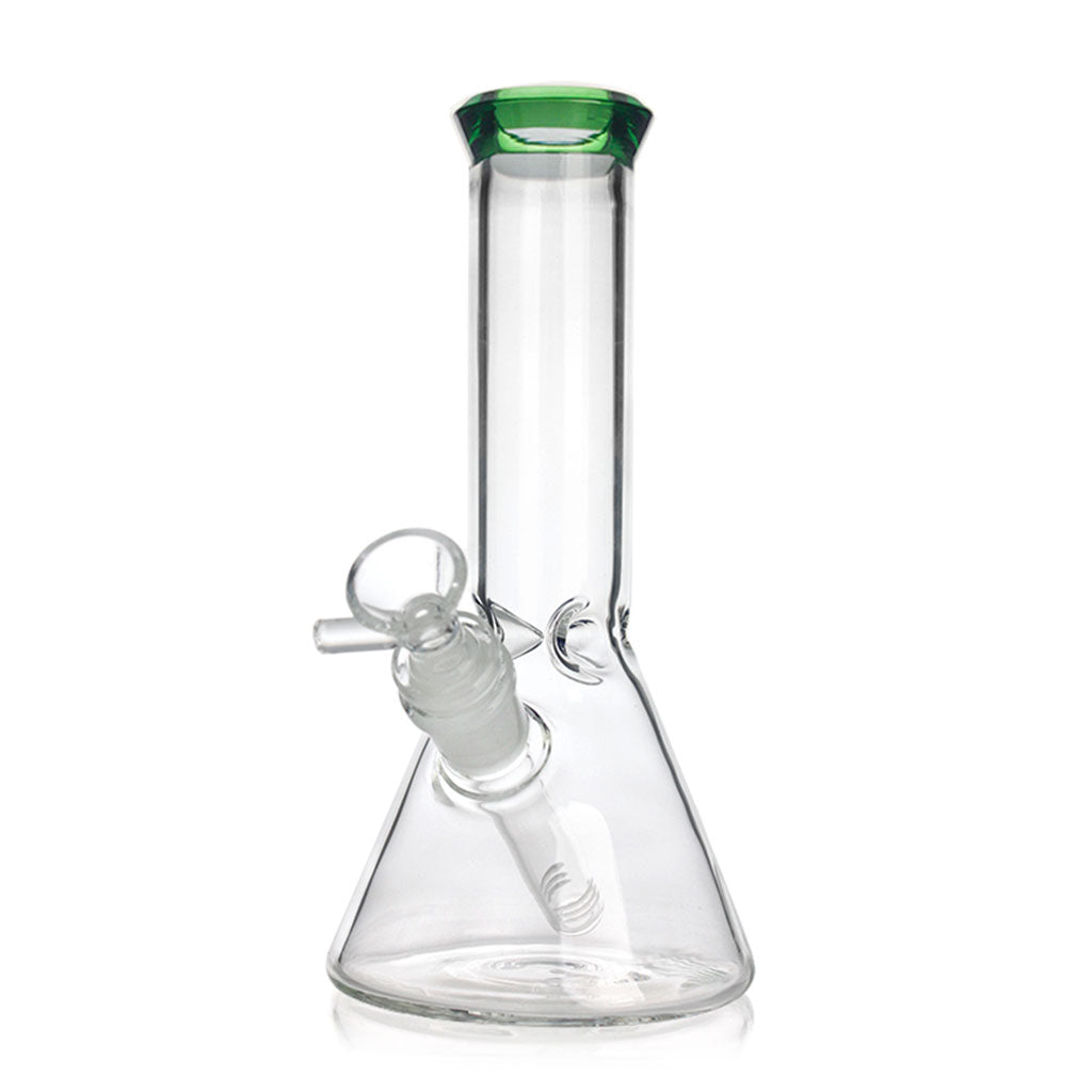 Green color-tip clear glass 8-inch beaker bong, 14mm female – Online Smoke and Vape