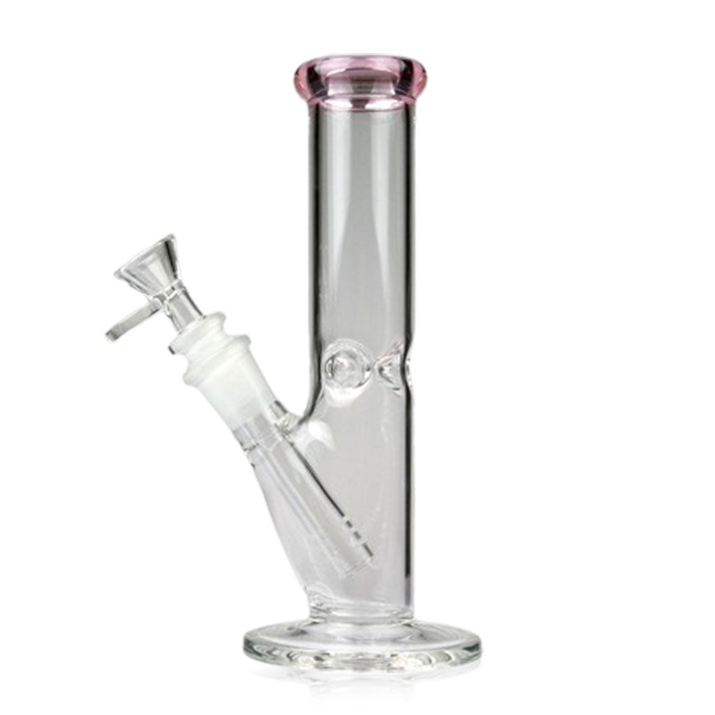 Pink color-tip 8-inch straight tube bong, 14mm female – Online Smoke and Vape
