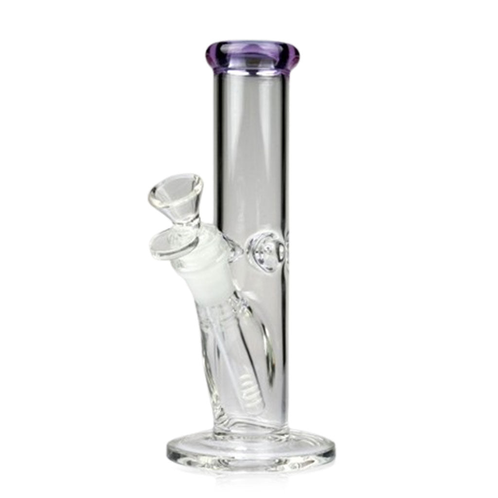 Purple color-tip 8-inch straight tube bong, 14mm female – Online Smoke and Vape