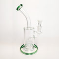 Green bent neck dab rig with drum percolator – Online Smoke and Vape