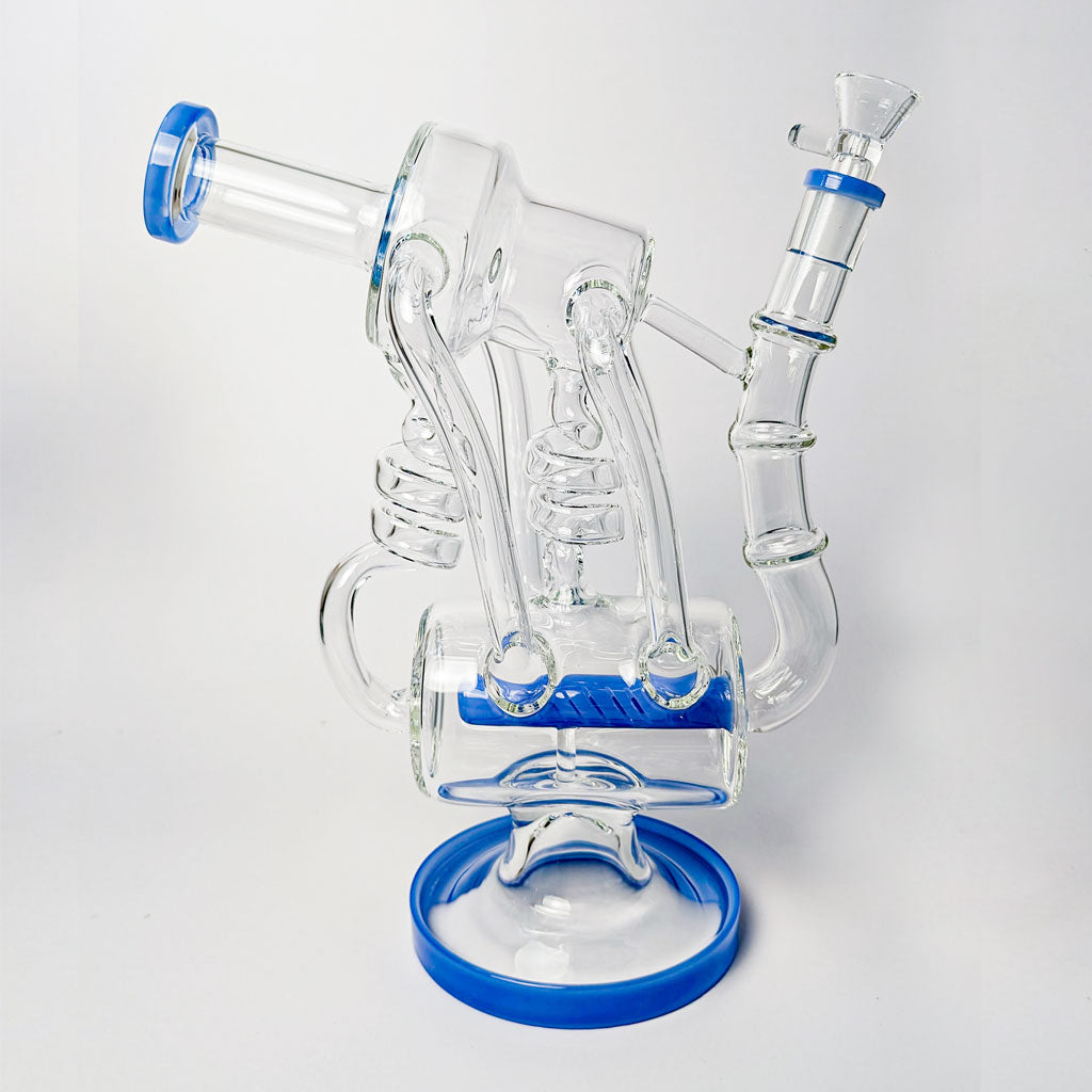 Green Flower Dual Coil Recycler Rig 14mm - Smooth Hits