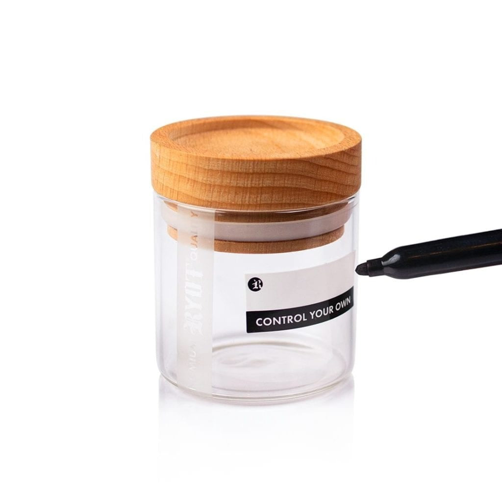 RYOT clear glass storage jar with one-hitter and lid – Online Smoke and Vape
