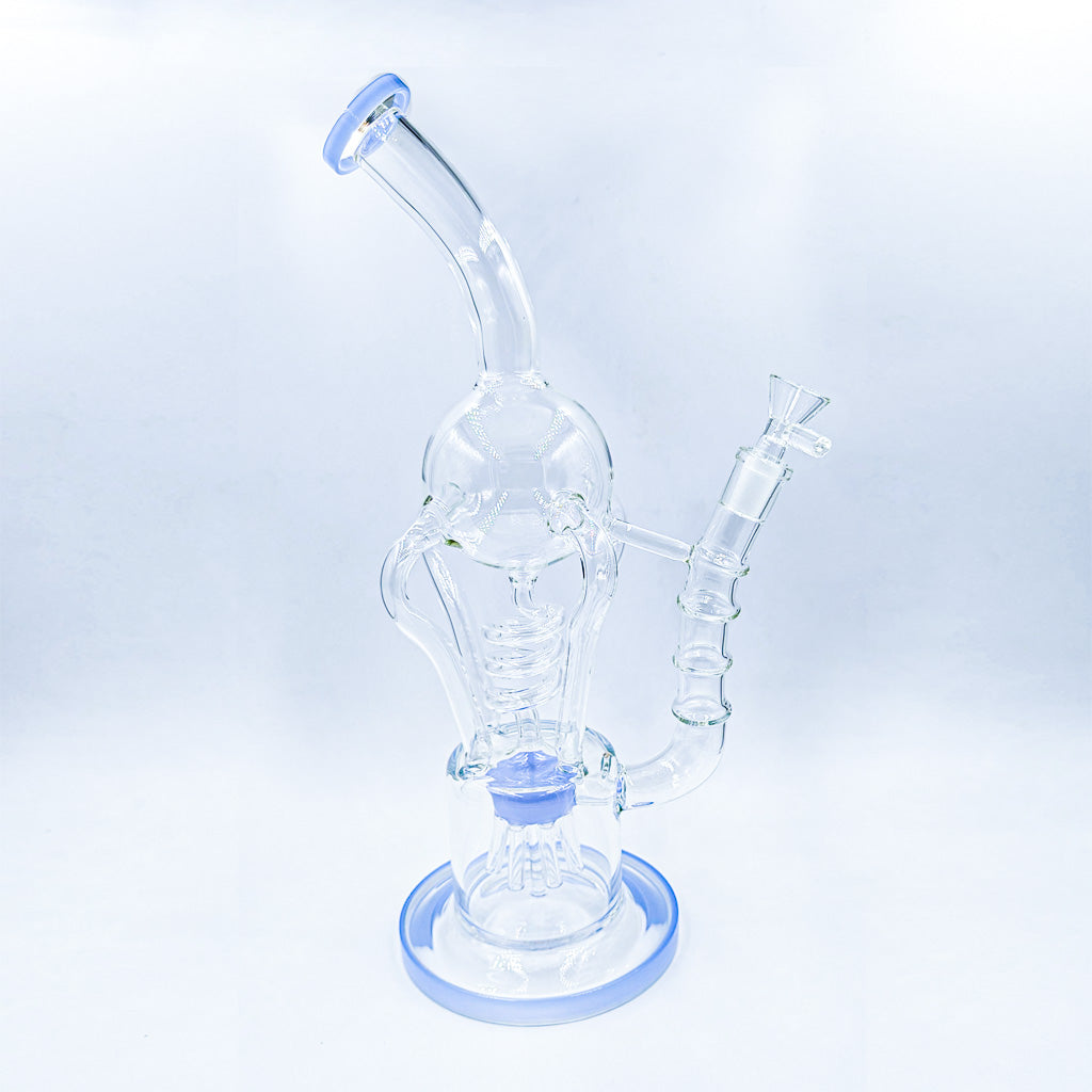 Jade blue coil and sprinkler tree dual perc recycler rig – Online Smoke and Vape
