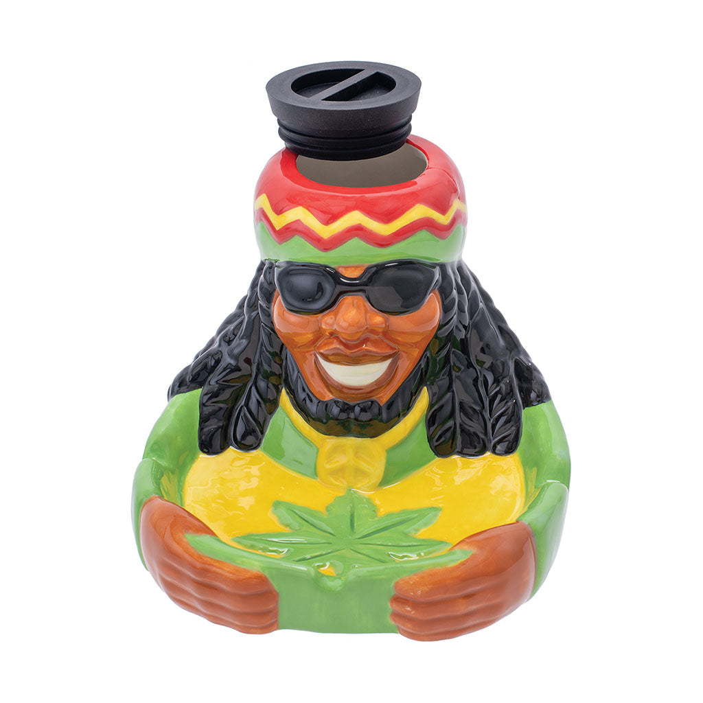 Jamaican rasta ceramic stash tray, lid open – Online Smoke and Vape