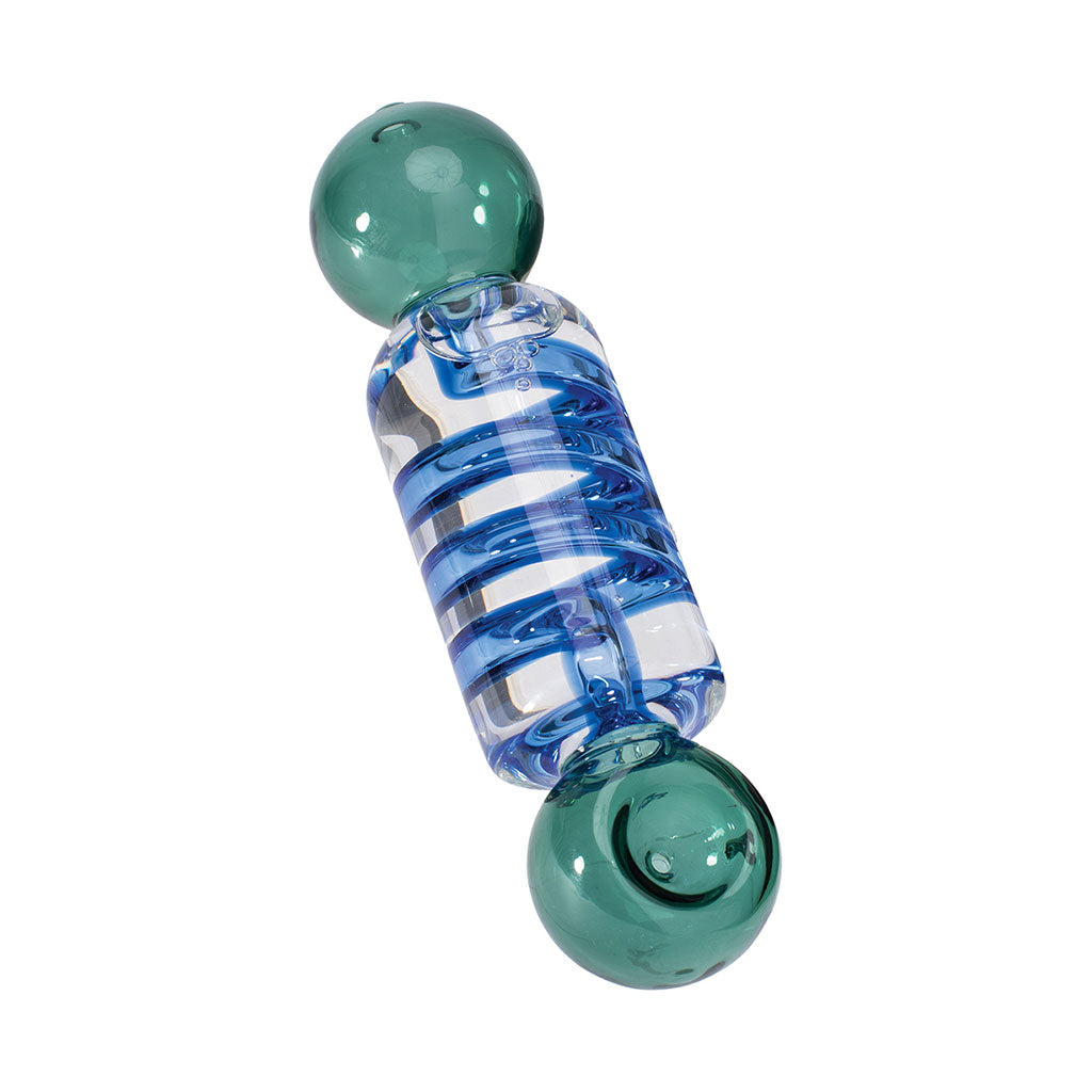 Lake green coil glycerin hand pipe with transparent chamber – Online Smoke and Vape
