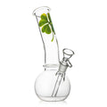 Leaf-print clear bent neck bubble base bong, 8in – Online Smoke and Vape