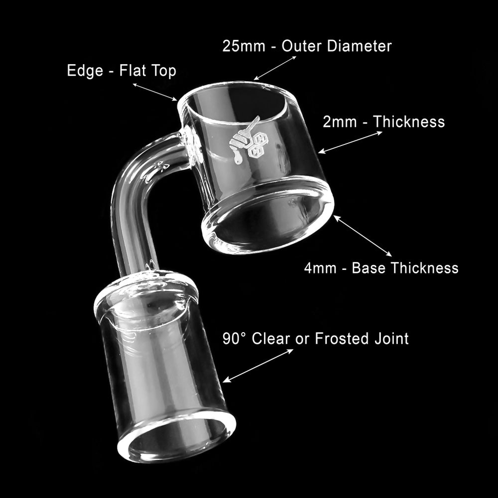 25mm Fat Bottom Quartz Banger 90° - 4mm Thick Base | YL