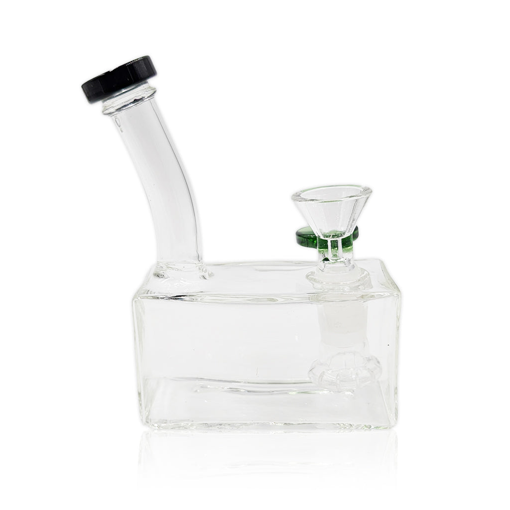 Mini Square Dab Rig with Showerhead Perc | Green Flower