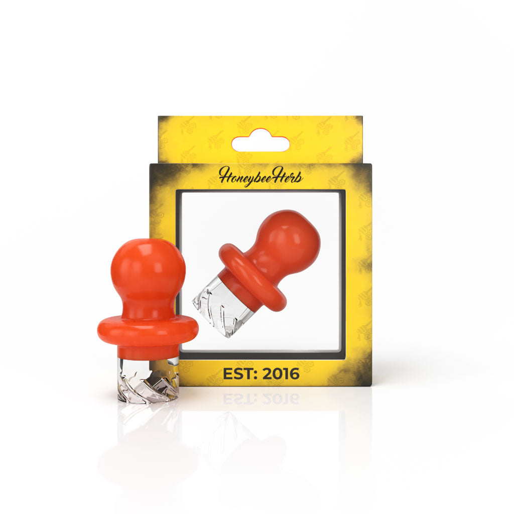 Orange glass Button Top Vortex carb cap, alternate view – Online Smoke and Vape