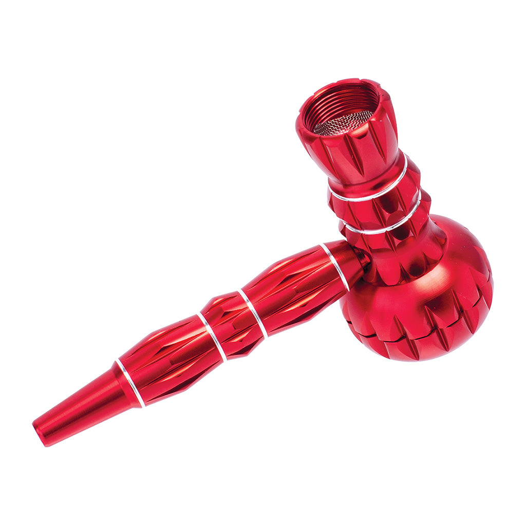 Red aluminum smoking pipe and grinder combo, apart – Online Smoke and Vape