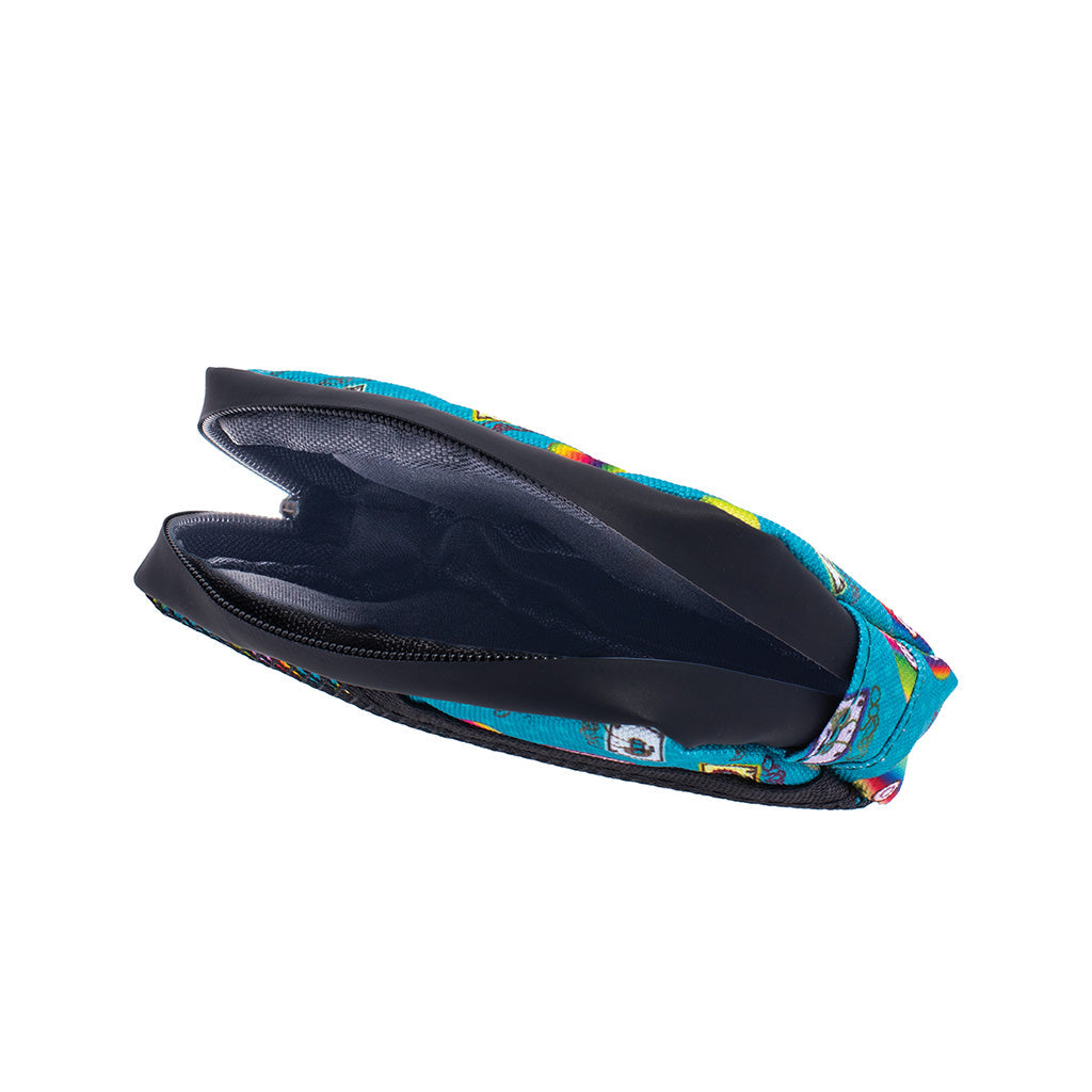 Retro CD-tape print smell-proof bag, open top view – Online Smoke and Vape