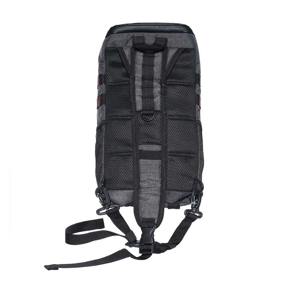 Brightbay SK Slinger smell-proof backpack, dark charcoal back view – Online Smoke and Vape