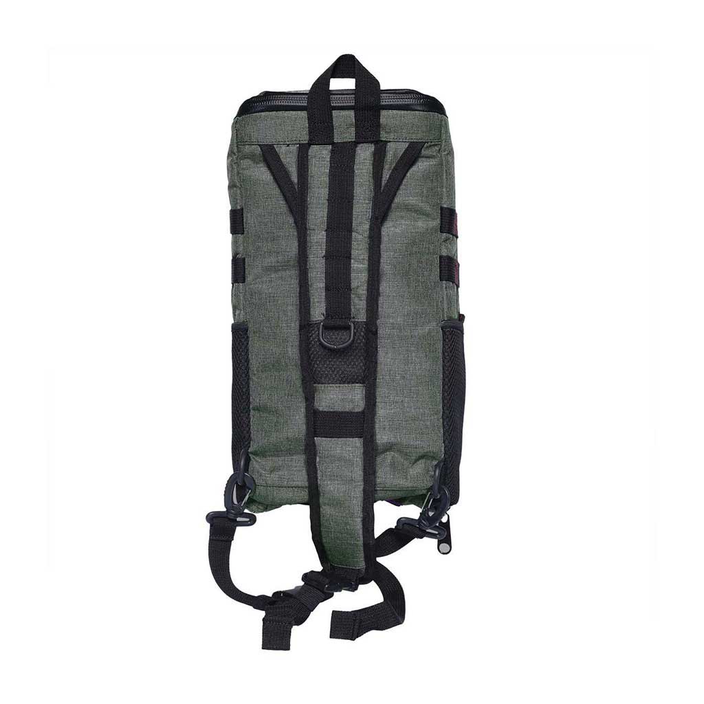 Brightbay SK Slinger smell-proof backpack, forest charcoal back view – Online Smoke and Vape