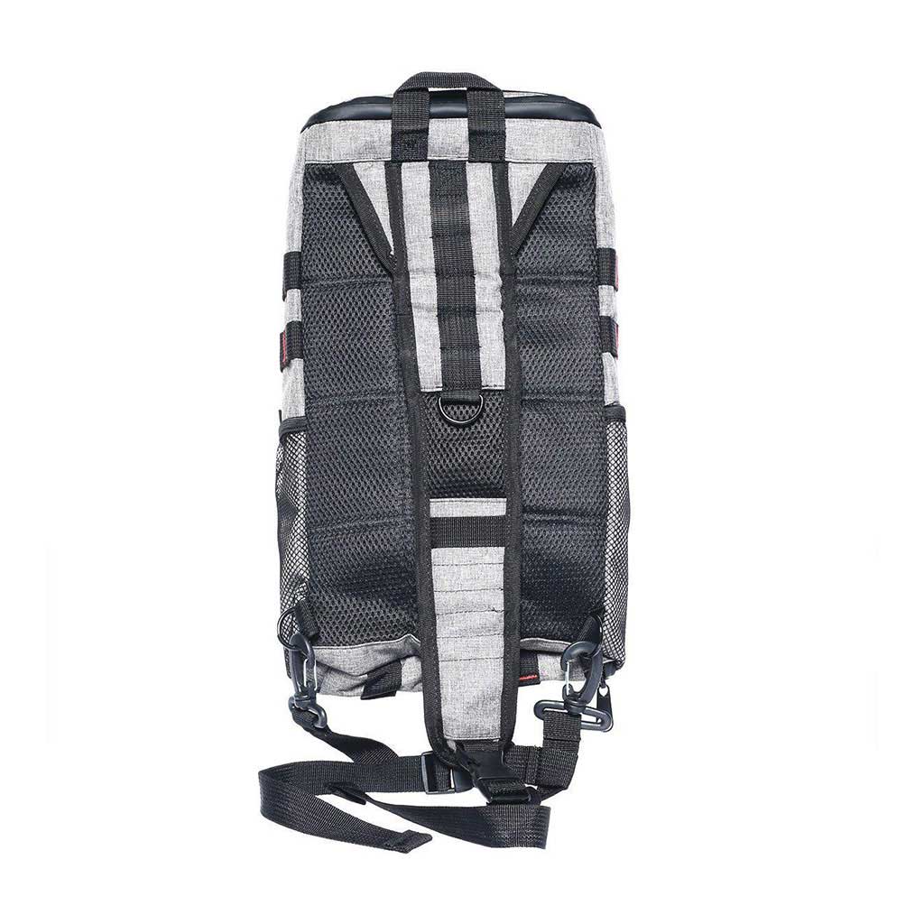 Brightbay SK Slinger smell-proof backpack, gray back view – Online Smoke and Vape