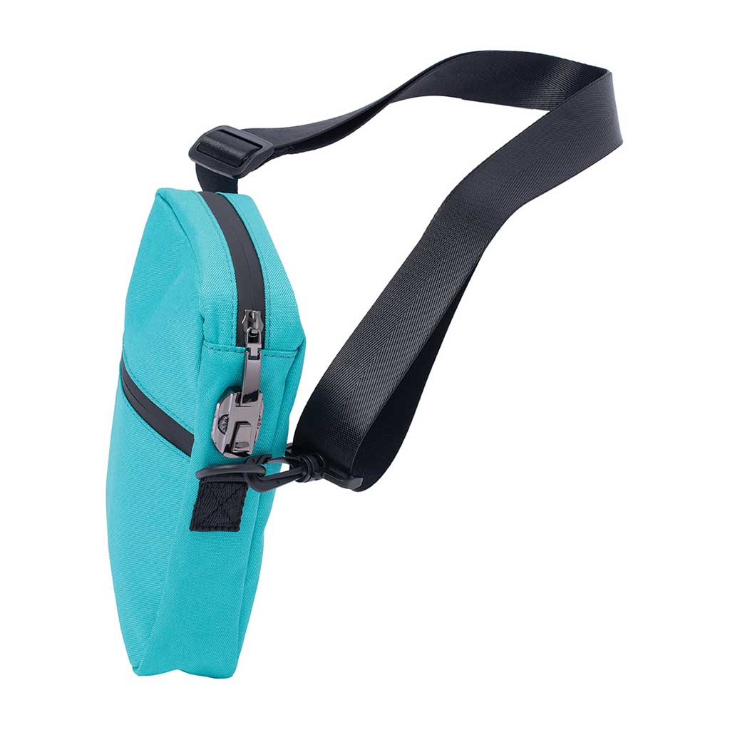 Turquoise smell-proof bag, side view – Online Smoke and Vape