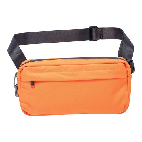 Neon orange smell-proof sling bag 11.5x5.5x2in, front view – Online Smoke and Vape