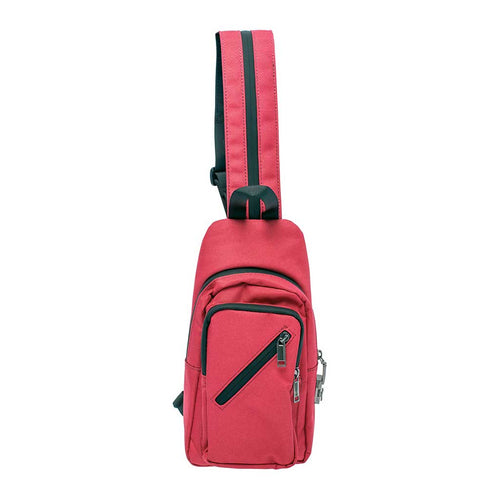 Wine red smell-proof sling bag 12x6x2in, front view – Online Smoke and Vape