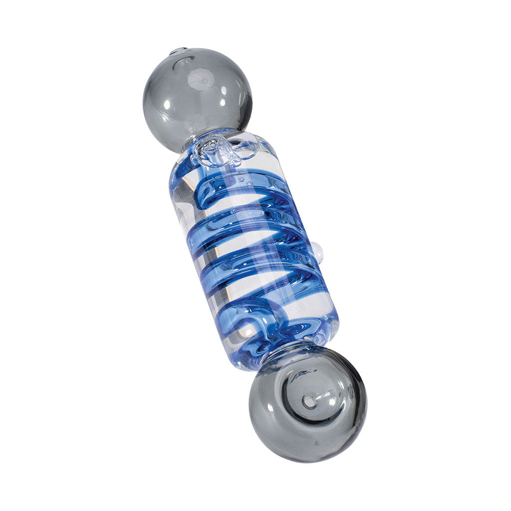 Smokey grey coil glycerin hand pipe with transparent chamber – Online Smoke and Vape