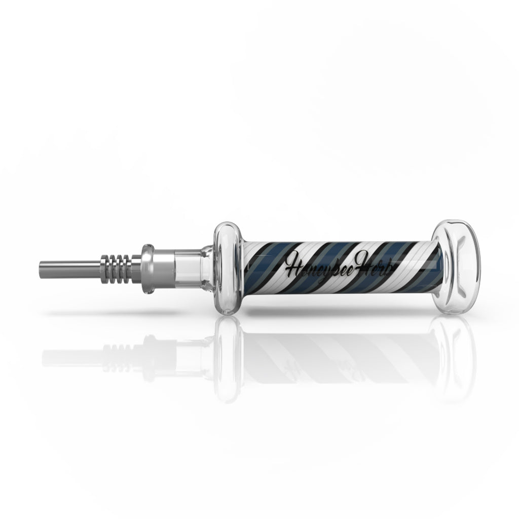 Blue and white striped Candy nectar collector with keck clips – Online Smoke and Vape