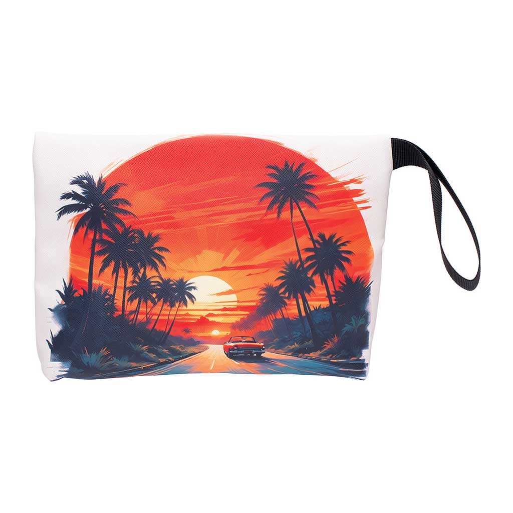 Sunset Drive print smell-proof bag 11x7.5in, back view – Online Smoke and Vape