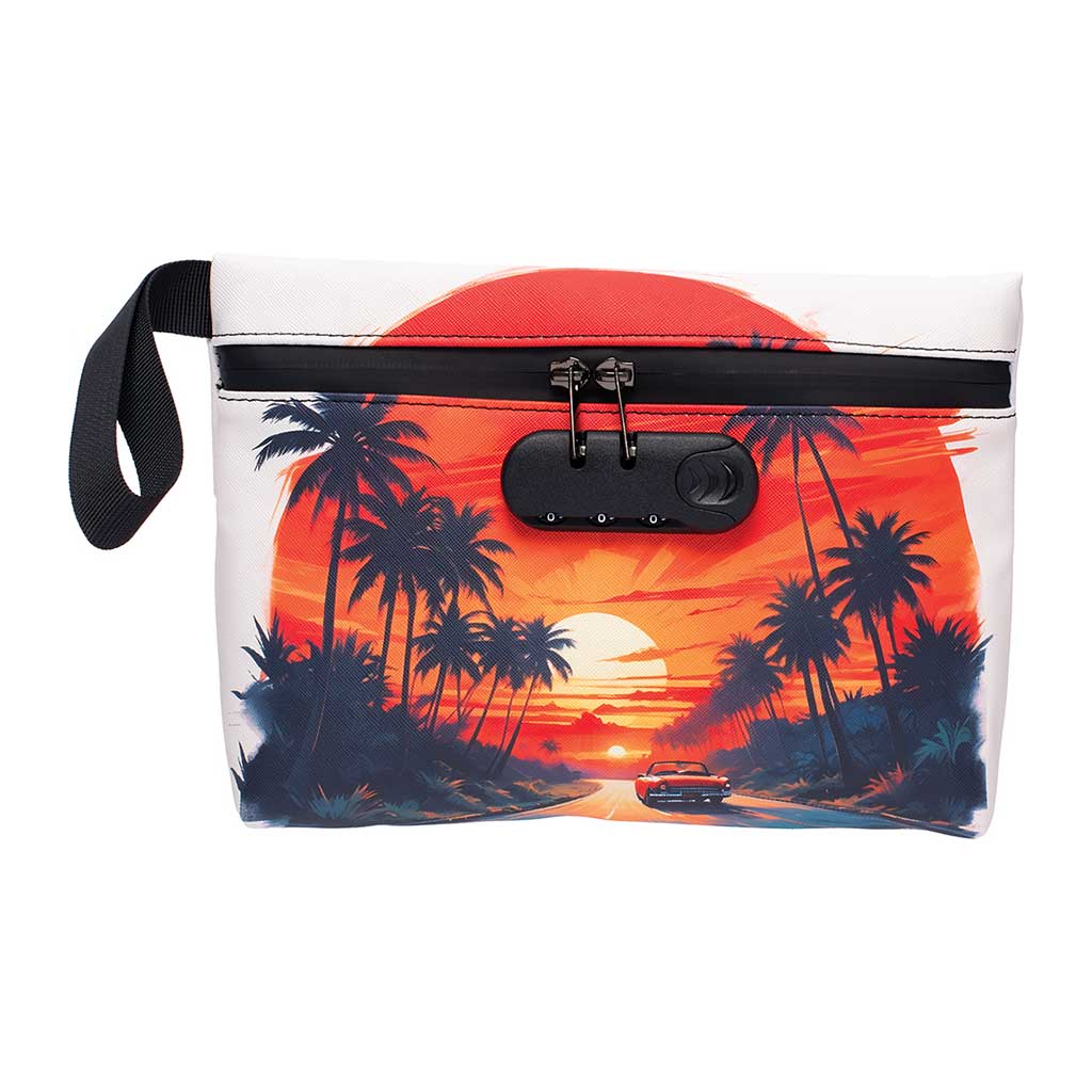 Sunset Drive print smell-proof bag 11x7.5in, front view – Online Smoke and Vape
