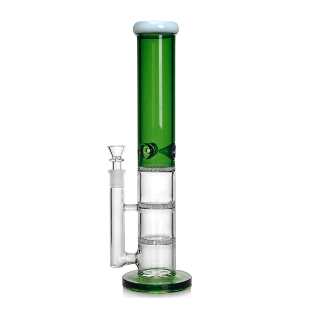 TRIPLE HONEYCOMB PERC SPLIT COLORED TUBE BONG