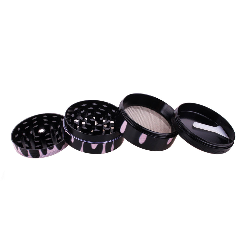 Color drip aluminum 4-piece herb grinders, color range – Online Smoke and Vape