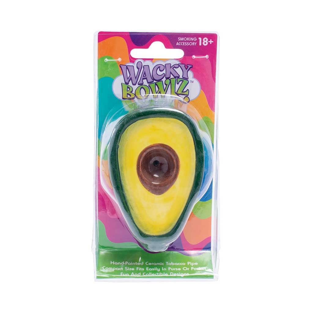 Wacky Bowlz avocado ceramic smoking pipe, side view – Online Smoke and Vape