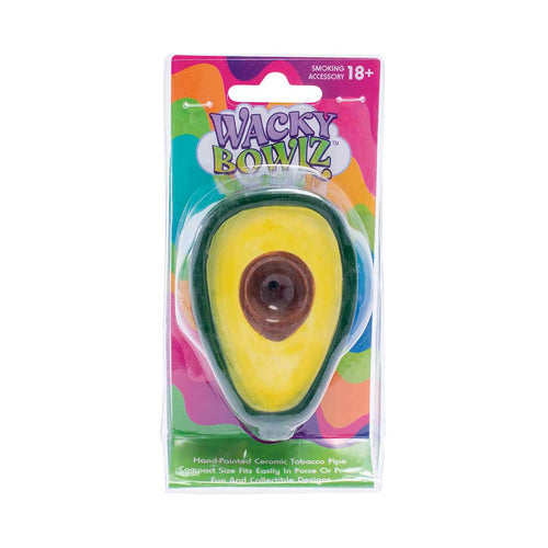 Wacky Bowlz avocado ceramic smoking pipe, side view – Online Smoke and Vape