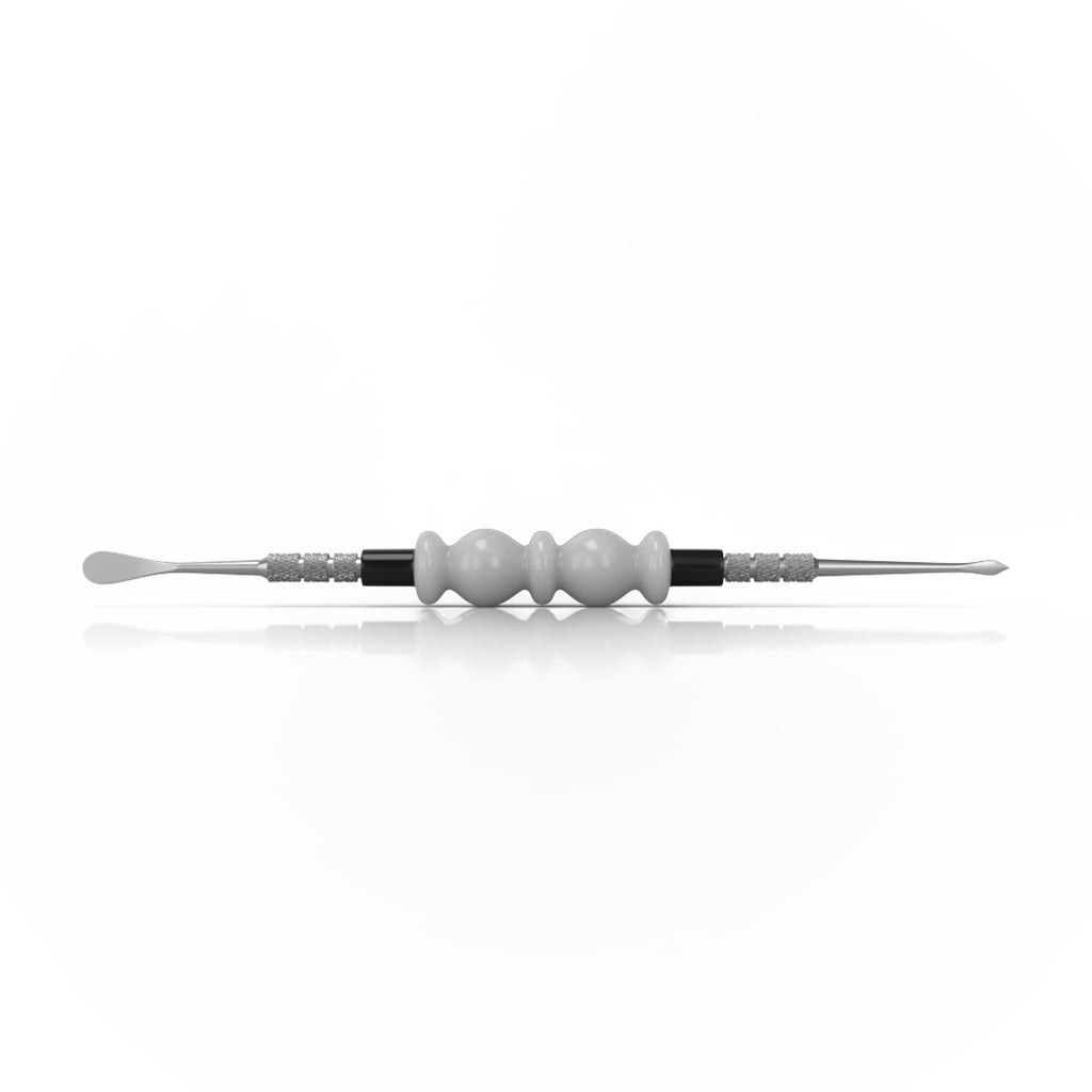 White beaded-handle dual-sided Bliss dab tool – Online Smoke and Vape
