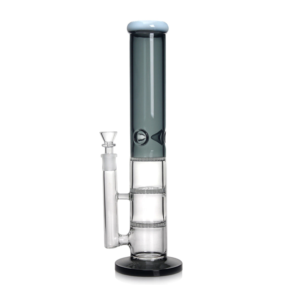 TRIPLE HONEYCOMB PERC SPLIT COLORED TUBE BONG
