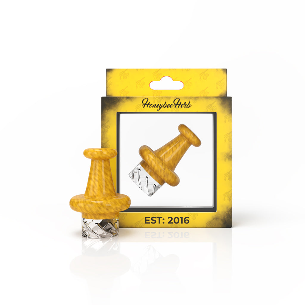 Yellow classic UFO vortex carb cap with packaging – Online Smoke and Vape