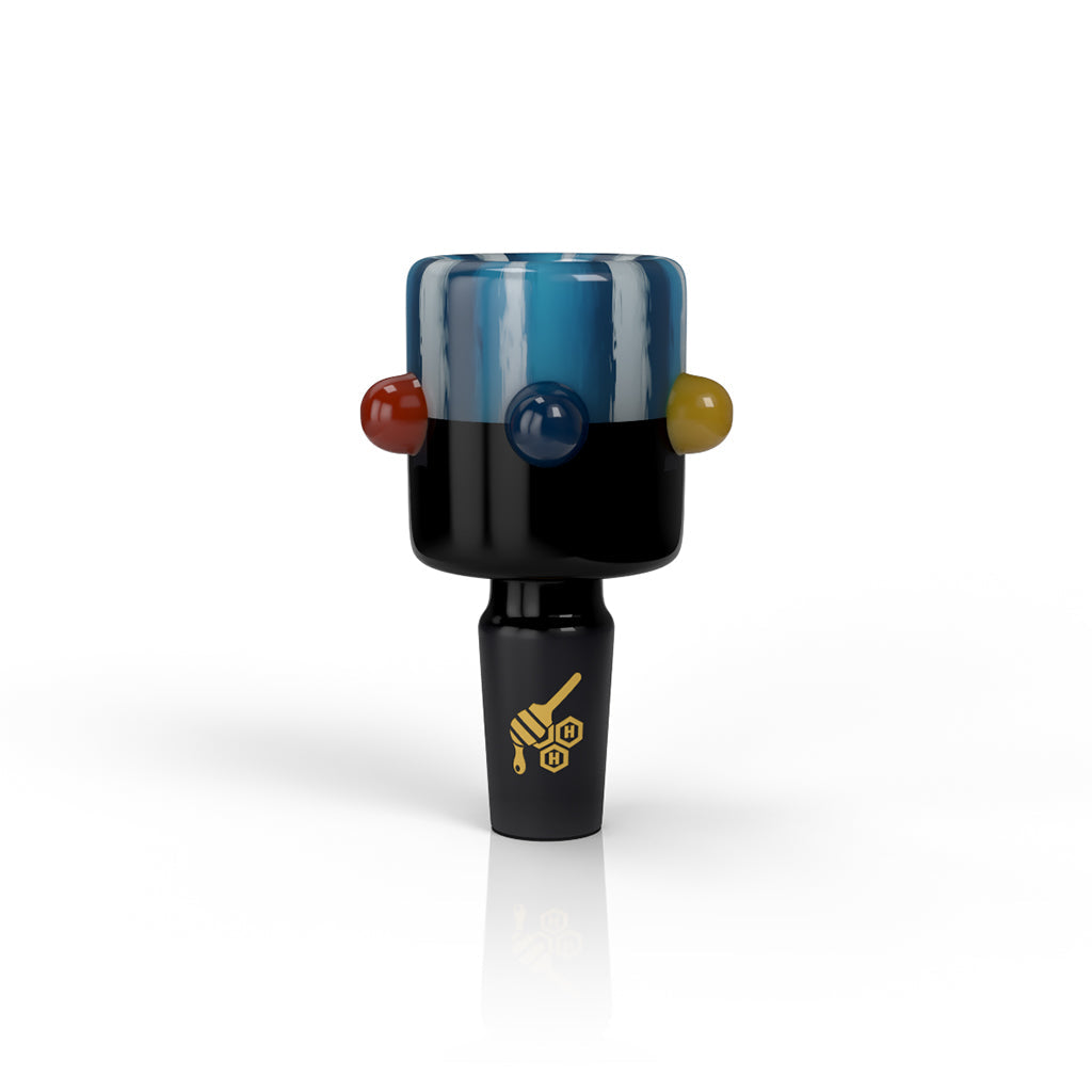 Yellow and blue Candy Flame Head glass bong bowl, 14mm – Online Smoke and Vape